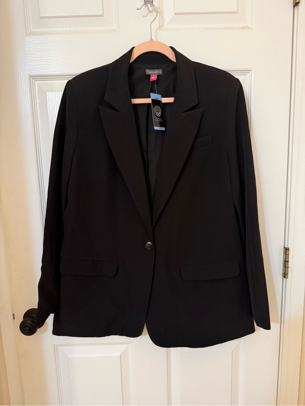 Vince Camuto Black Single-Button Notch Lapel Blazer